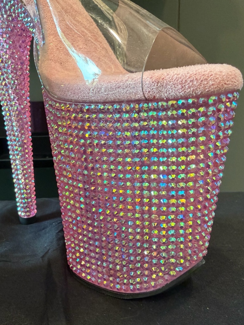 Pleaser Pink Crystal-Embellished Platform Heels 8 inch Heel - Picture 5 of 5